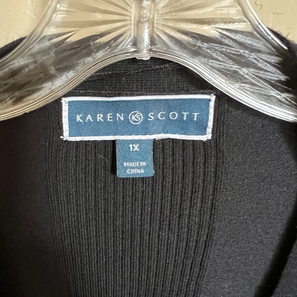 Karen Scott 3/4 Sleeve Black Open Cardigan - Size 1X - Picture 4 of 4